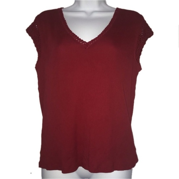 Ralph Lauren Tops - Lauren Ralph Lauren Ribbed & Crochet Knit Top L